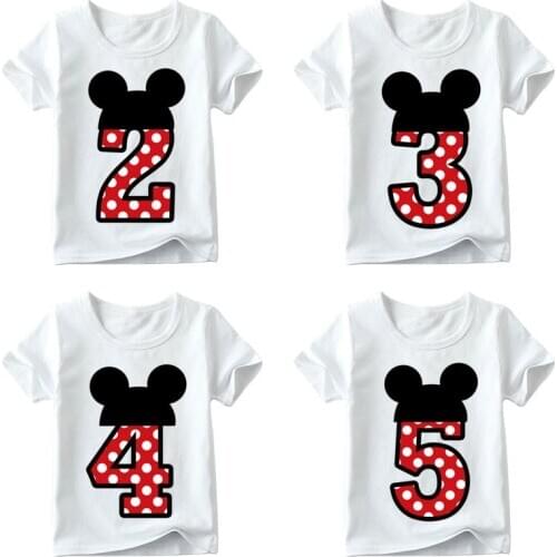 Cartoon T Shirt for Girls Tshirt Girl Children Red Dot Kids Clothes Boys Letter Bow Number 1 2 3 4 5 6 7 Print Graphic T Shirts