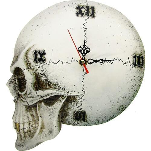 Gothic Skull Head 3D Effect Print Acrylic Wall Clock Tempore Mortis Vault Skull Halloween Home Decor Creepy Skeleton Clock Watch