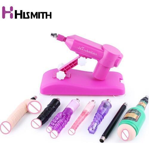 Hismith Noiseless Retractable Sex Machine Gun for women with 8 different attachments Dropshipping AU EU US UK Adaptor