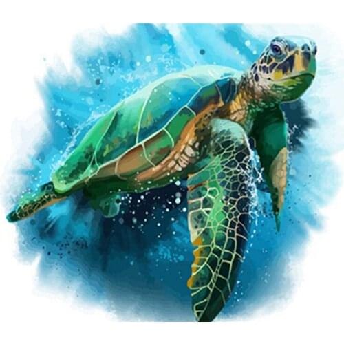 Painting By Number 40X50 50x65CM A Turtle Under The Sea Animal Wall Art Gift DIY Pictures By Numbers Canvas Kits Home Decoration