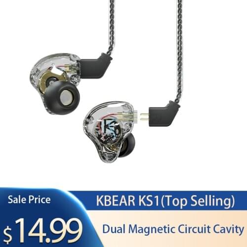 AK KBEAR KS1 1DD Dual Magnetic Circuit Dual Cavity In Ear Earphone Bass DJ Running Sport Technology HIFI Headset KBEAR Stellar
