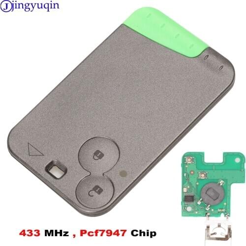 Jingyuqin 433 MHz Pcf7947 Chip 2 Button Remote Card Smart Car Key for Renault Laguna with Uncut Key Blade With Logo