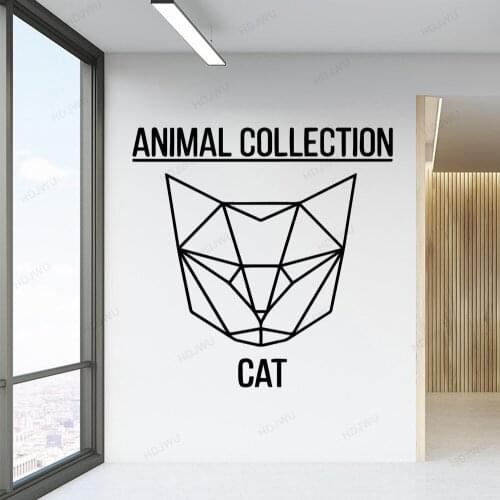 Animal Collection Geometry Cat Wall Sticker Removable Art Vinyl Wall Decal Kids Bedroom Living Room stickers Background WU122