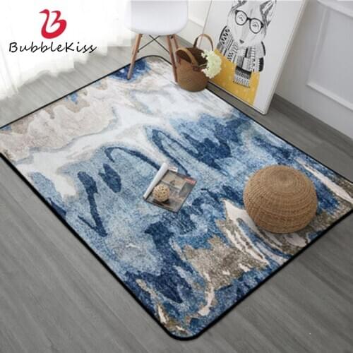 Bubble Kiss Nordic Style Abstract Design Carpets Blue Yellow Stone Pattern Area Rugs for Living Room Thickened Bedside Floor Mat