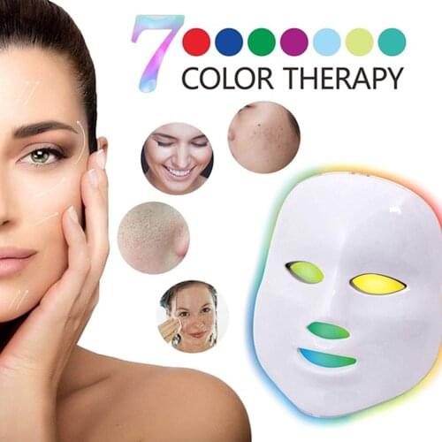 Hot Foreverlily 7 Colors Light LED Facial Mask With Neck Skin Rejuvenation Face Care Beauty Anti Acne Brighten Beauty Device New