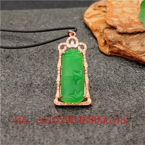 Natural Green Hetian Jade Bamboo Pendant 925 Silver Necklace Chinese Emerald Amulet Fashion Charm Jewelry Gifts for Women Her