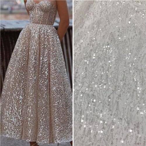 2020 New Gorgeous Rich Sequins Sparkle Super Shining Tulle Mesh High Quality Embroidery Wedding Bridal Gown Dress French Lace