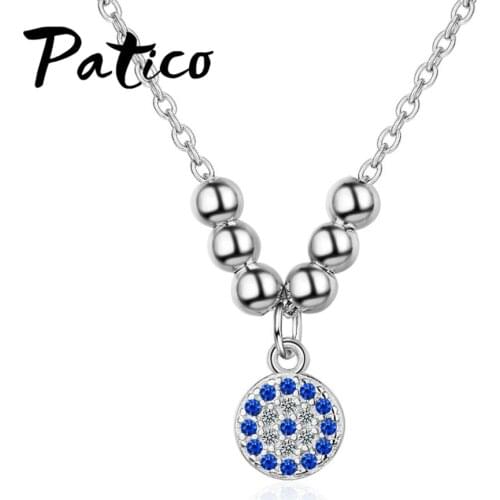 New Arrivals 100% 925 Sterling Silver Small Blue Rhinestone Necklace Pendant Women Exquiisite Sterling Silver Jewelry