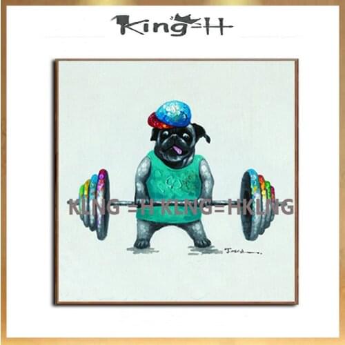 Like sport dog hand-painted oil painting green animal dog knife painting popular adornment wall and children room sofa club bar