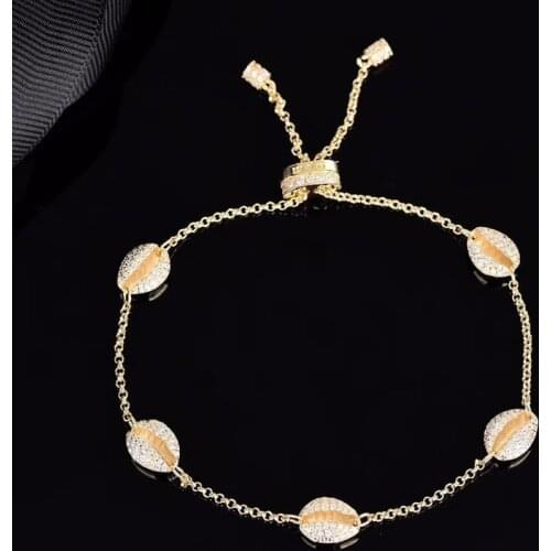 New Bohemia Vintage Shell Gold Color Chain Zircon Bracelet Women Beach Sea Shell Bracelets Jewelry Party Gift Wholesale Zk30