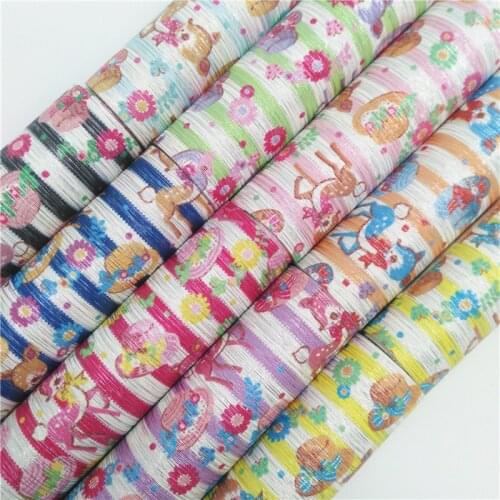 Onefly Wholesales Dropshipping Leather Supplier Stripes Deers Printed Faux Vinyl Leather Fabric For Bows Earrings DIY FZ164A