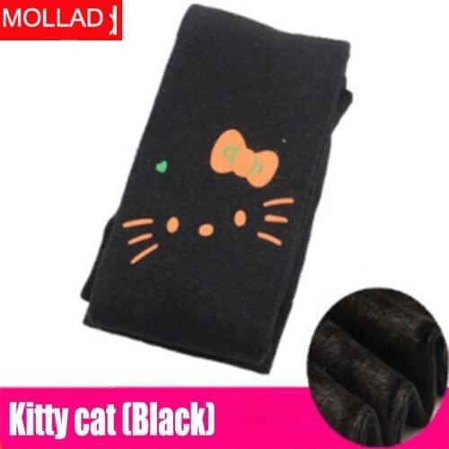 Autumn and Winter Plus Velvet Girls Leggings High Elastic Children Warm Leggings with Kitty Cat
