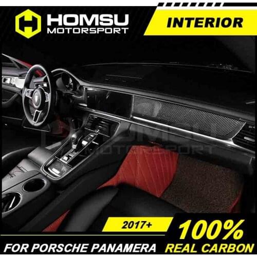 100% Real Carbon Fiber Interior Trim For Pors-che paname-ra Dashboard Kit Door Handle Trim center console cover fit for LHD RHD