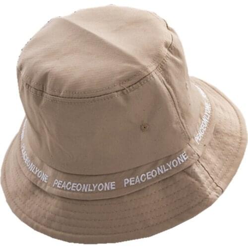 Bauhinia Men and Women Cotton Anti Sun Letter Bucket Hat Cotton Pure Color Fisherman Hat Outdoor Travel Hat Sun Cap