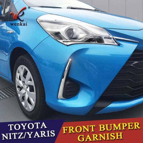 WK Front Chrome Fog Light Cover Strip For Toyota yaris vitz YARIS VITZ 2017 2018 Bumper Accessories Trim car-styling
