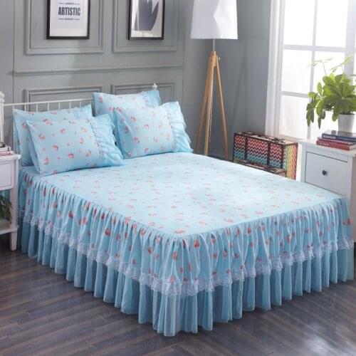 Bed skirt + pillowcase) 3-piece lace bed skirt single princess single bed cover