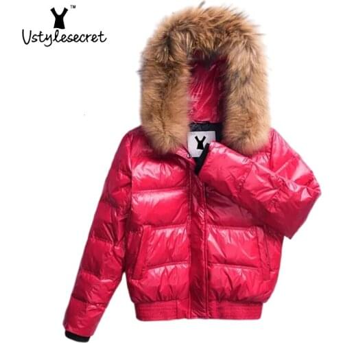 White Duck Down пуховик женский Jacket With Artificial Fox Fur Collar Utralight Women Bubble Coat Winter пальто женское U10834