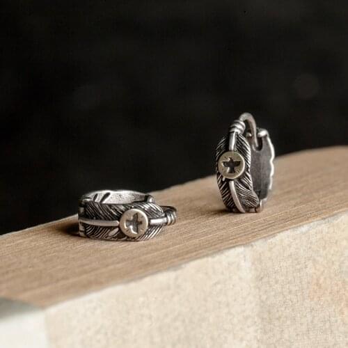 Vintage 100% 925 Sterling Silver Feather Stud Earrings for Women Girls Student Teen Jewelry Vintage Earring Gifts for Women