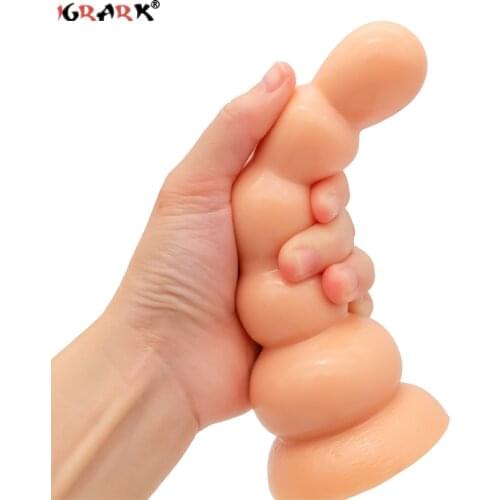 Silicone Big Dildo Strong Suction Cup Anal Butt Plug Beads Cork Penis with Round Base Sex Toys for Female Women Men Adults