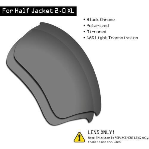 SmartVLT Polarized Sunglasses Replacement Lenses for Oakley Half Jacket 2.0 XL - Black Chrome