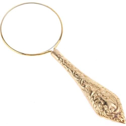 European Delicate Pattern Handle Retro Glass Lens High-Grade Embossed Handle Reading Magnifying Glass