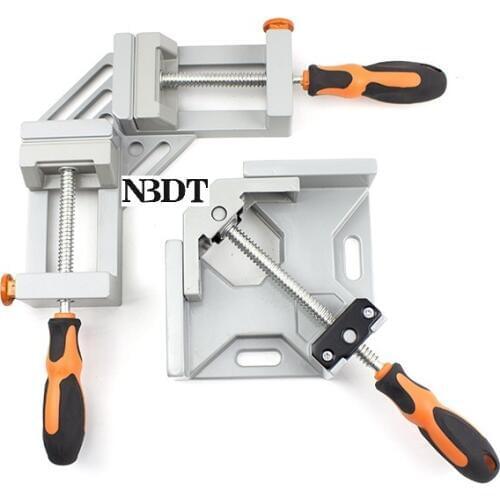 Aluminum Alloy Woodworking Right Angle 90 Degree Corner Clamp Carpenter Welding Doweling Boring Photo Framing Table Vise