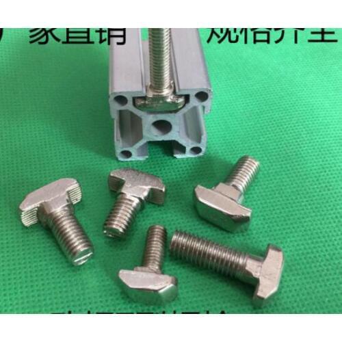50pcs 3030 Series M6 Hammer Head T Bolt Screw Nickel Plated For 3030 Aluminum Profile T-slot M6*12/16/20/25mm