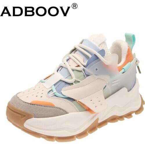 ADBOOV Fur Lining Winter Sneakers Women Thick Sole Fashion Casual Chunky Shoes Female