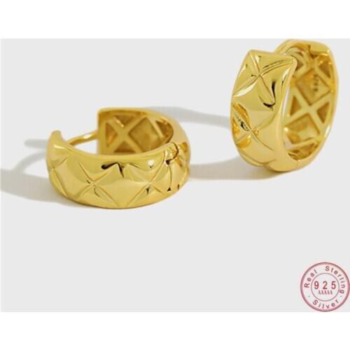 925 Sterling Silver Korean Version Simple Geometric Concave Stud Earrings Women Punk Hip Hop Exquisite Temperament Party Jewelry