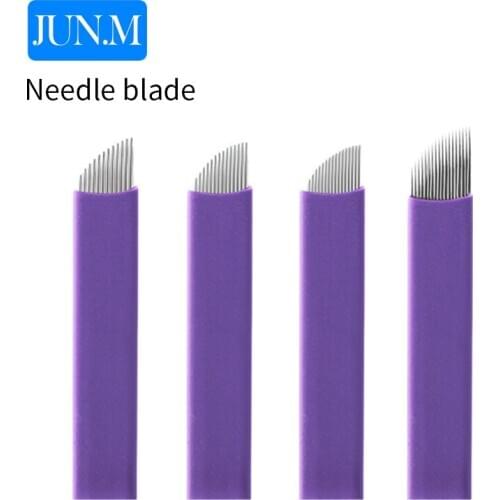 0.2mm 2000 Pcs 12/14/16/18 Pins Permanent Makeup Eyebrow Tattoo Blade Microblading Needles For 3D Embroidery Manual Tattoo Pen