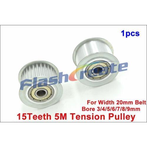 1pcs 15 Teeth 5M Idler Pulley Passive Pulley Bore 3/4/5/6/7/8/9mm For Width 20mm 5M Timing Belt 5M Tension Pulley With Bearing
