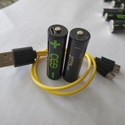 2pcs CES AA 1.5V 1850mah 1.5V AA 2775mwh li-polymer li-po USB rechargeable lithium li-ion usb battery USB cable pack