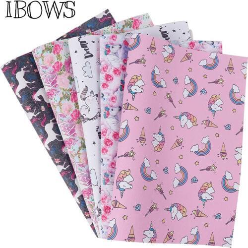 22cm*30cm Synthetic Leather Sheet Pink Ice Flower Horse Pu Fabric For Party DIY Bag Hairbows Patchwork Sewing Material Fabric