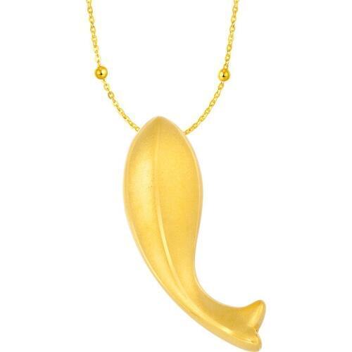 24K Yellow Gold Pendant Women 999 3D Yellow Gold Fish Pendant P6216