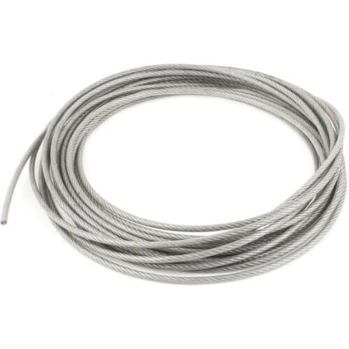 5mm Dia Steel PVC Coated, Flexible Wire Rope Cable 10 Meters Transparent + Silver