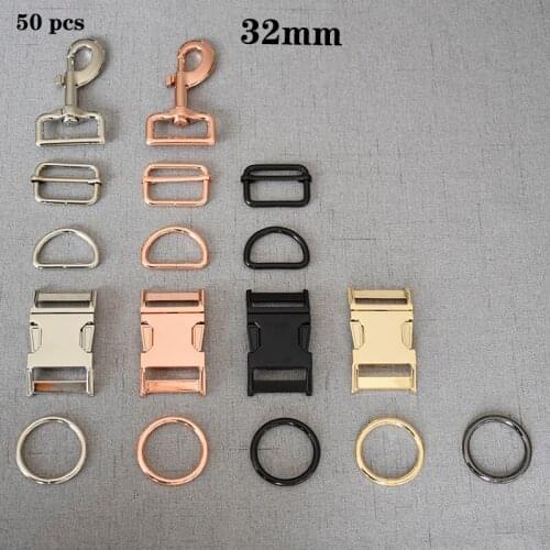 50 pcs/pack 32mm Metal Buckle O-Ring Seamless Round Snap Hook Carabiner Claspiy Accessory Dur for Pet Dog Collar Accessory