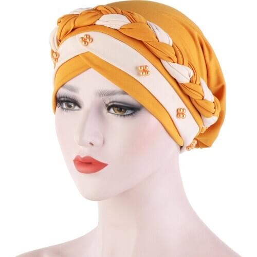 African Head Wraps Turbans Women Color Splice Fashion Inner Hijab Caps 2021 New Africa Headtie Female Headscarf Bonnet Hats