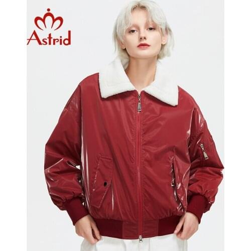 Astrid 2021 Womens autumn winter jacket woman female parkas Overcoat Red padded coats Fashion Fur leather Outerwear girls