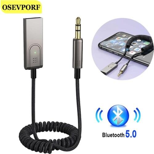 Aux Bluetooth Adapters Dongle Cable For Car 3.5mm Jack Auto Bluetooth 5.0 Receiver Speaker LED Audio Music Wireless Transmitter