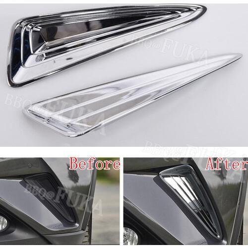 BBQ@FUKA New Car Styling Fit For TOYOTA C-HR CHR 2016 2017 Chrome ABS Car Front Fog Light Lamp Moulding Trim Cover 2 PCS