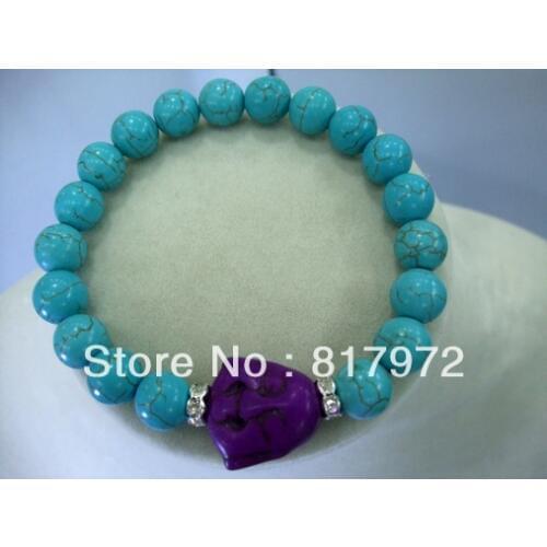5pcs Glamour Stone Howlite 10mm Bead Stone Buddha Head Inlay Shining Crystal Ball Bangle Bracelet Elasticity Adjustable