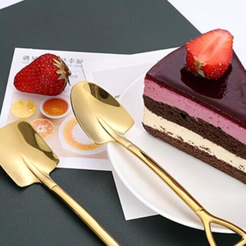 Creative retro ice cream spoon shovel coffee spoon stainless steel dessert spoon watermelon spoon tip shovel flat shovel gou