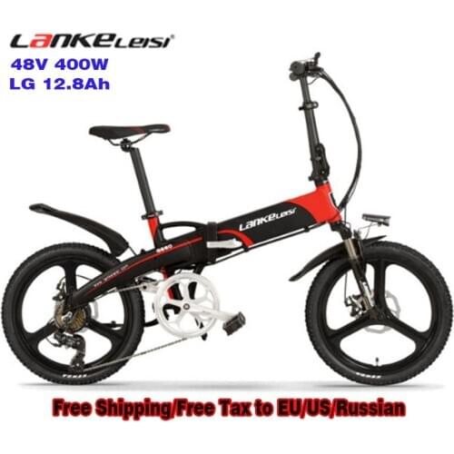 Lankeleisi Electronic Bicycle 20" Folding G660 400W 48V 10.4Ah/14.5Ah Lithium Battery LCD Display & Carrier Free Tax