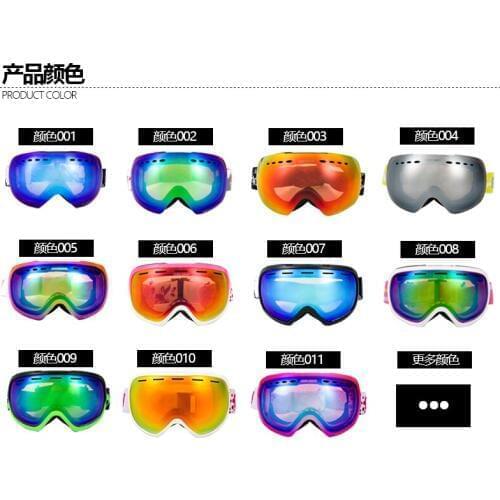 Adult Double Layer Anti-Fog Ski Goggles Eyewear With Glasses Box Big Spherical Snowboarding Glasses Can Stuck Myopic Lens