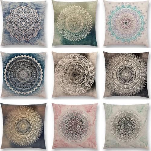 Dreamy Rainbow Boho Desert Flower Gorgeous Gold Mandalas Savanah Fantasy Serenity Beautiful Cushion Cover Sofa Throw Pillow Case