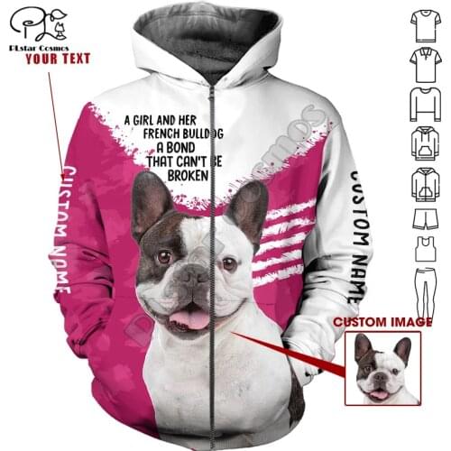 PLstar Cosmos Cute French Bulldog 3D Printed Animal Hoodies Sweatshirts Zip Hooded For Men And Women Casual Streetwear Style-F13