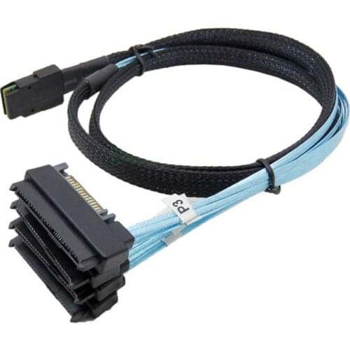 Mini SAS 36 Pin SFF-8087 to 4 SAS 29 Pin SFF-8482 Cable With 15 Pin SATA Power Adapter Computer Connector Cable Cord 0.5m 1.0m
