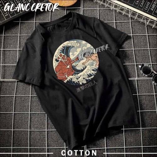 2021 Japanese Anime Men T Shirt Attack on Titan Cotton Tshirt Funny Harajuku Summer New Punk Streetwear T-Shirt