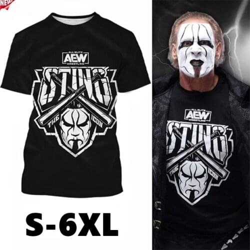 AEW Sting Mens Womens 3D Printed T-shirt Oversized Print Streetwear Fashion Casual Wrestling Short Sleeve Fashion Pullover