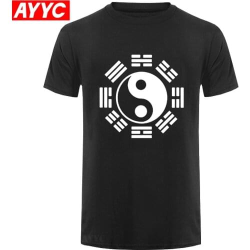 Mens Clothing Brand Chinese Tai Chi Eight Diagrams Printed Men T Shirt Short Sleeve O Neck Cotton Casual Tops Tees